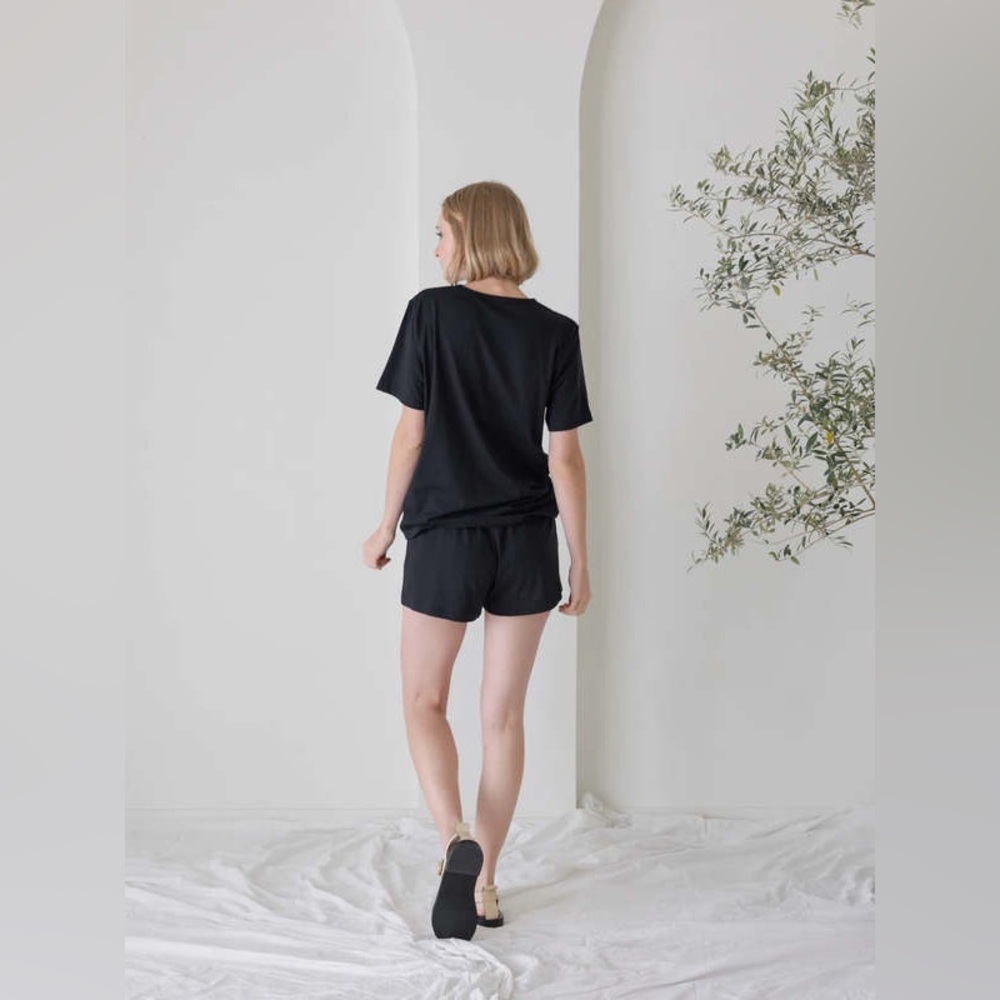 LAUDE THE LABEL ORGANIC COTTON DRAWSTRING SHORT BLACK MEDIUM - Picture 4 of 5